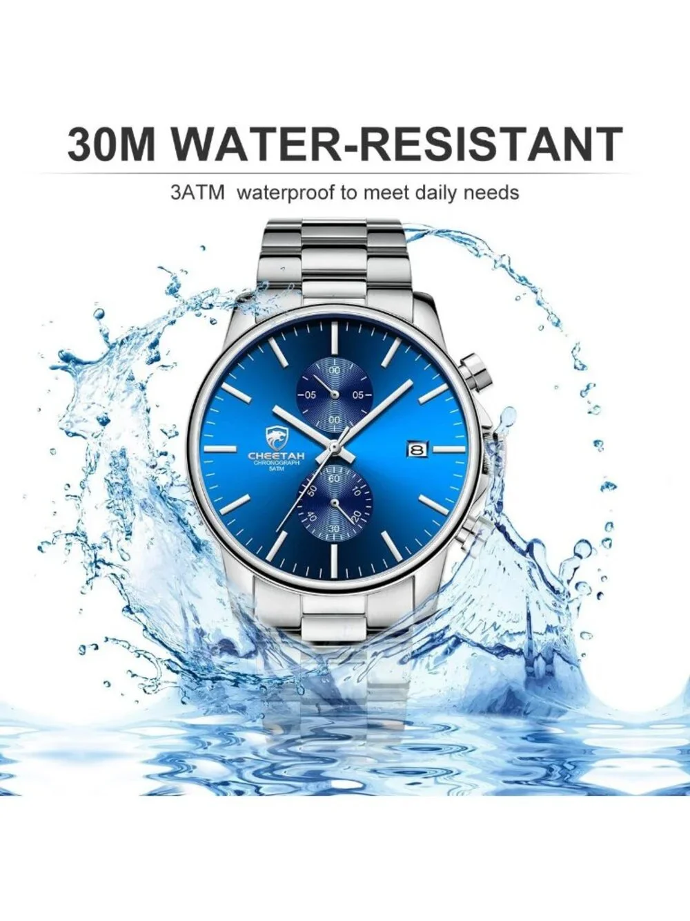 Stylish Men's Waterproof Chronograph Quartz Watch - Stainless Steel, Auto Date